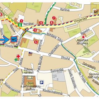 – veřejné WC (označení na mapce)